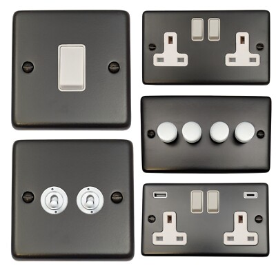 G&H Standardplatte matt schwarz CFBW Lichtschalter, Steckdosen, Dimmer, Kippschalter