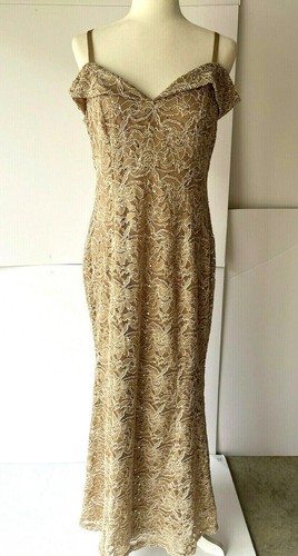 Lace Gold Sequin Maxi Dress Prom Dress 