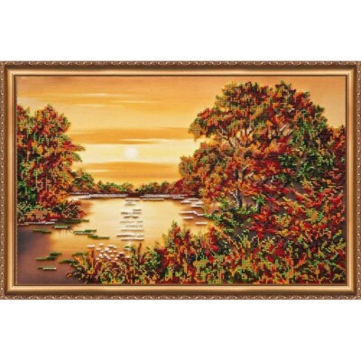 Bead Embroidery Kit Evening Beaded stitching Bead needlepoint Beadwork Abris Art