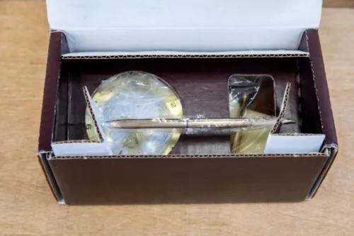 Vintage Howard Miller Rosewood Desk Set Tabletop Clock Pen In Original Box NOS