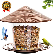 Bird Feeder Outdoor Hanging for Wild Bird Seed, Brown