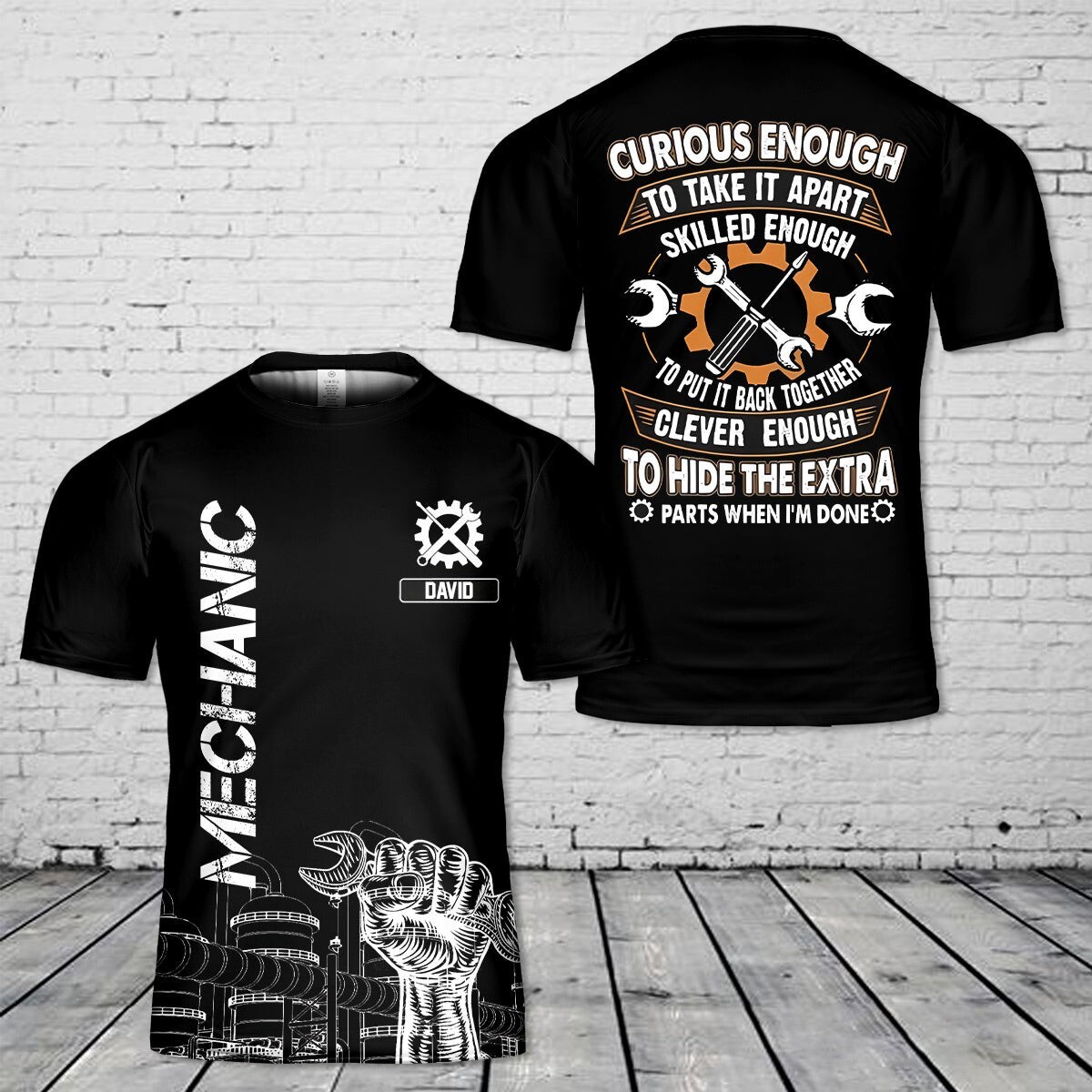 Custom Personalized Mechanic 3D Graphic T-Shirt For Men  