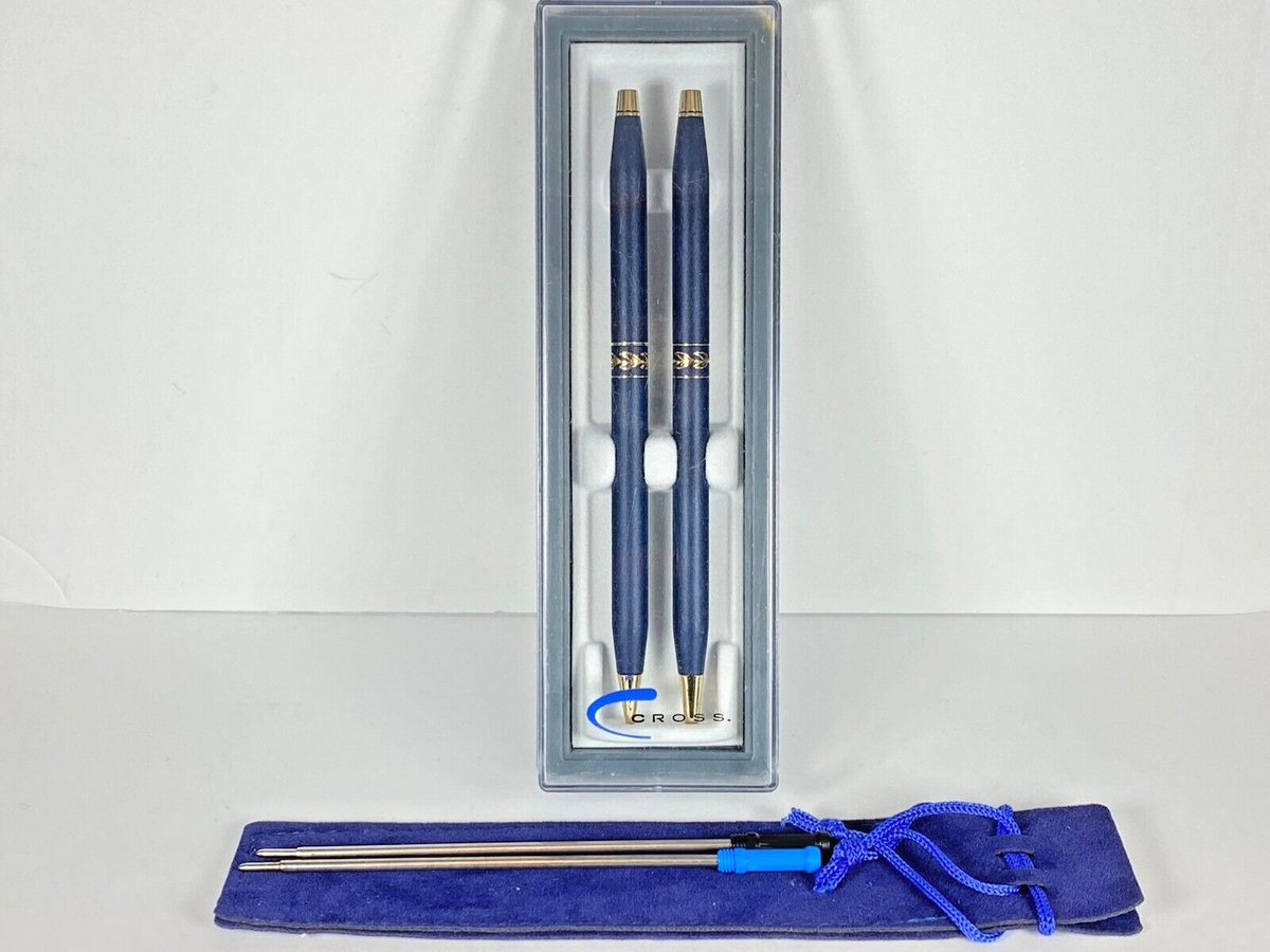 CROSS WOMEN'S BLUE GOLD BALLPOINT PEN MECHANICAL PENCIL