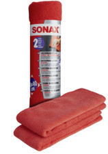 SONAX Microfaser Tücher Rot für Außen Lackpflegeprofi Reinigung Waschbar 2 Stück