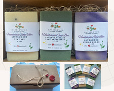 Juego de regalo de jabón hecho a mano, 3 jabones de tamaño completo, caja de regalo artesanal, jabones perfumados
