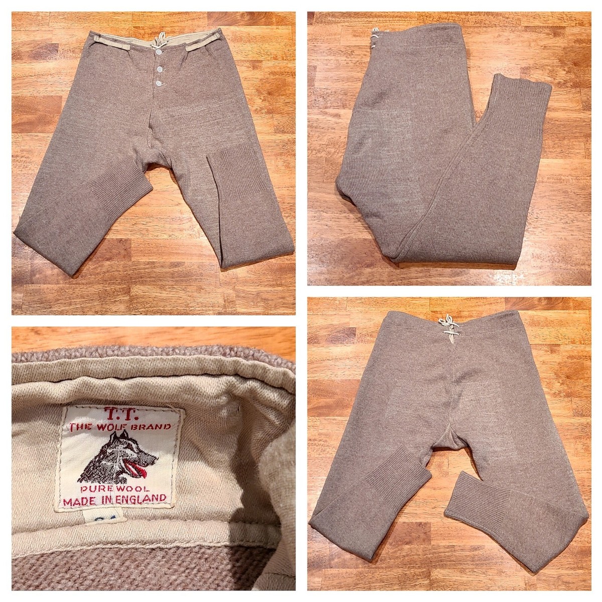レッグウェア TOUJOURS 1950s French Wool Long Johns 公式の TT 50s Vtg The Thermal Underwear Johns Long Wool