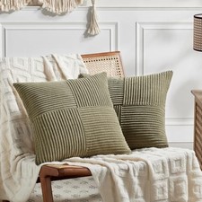 2 Packs Decorative Throw Pillow Covers 18x18 18" x 18" Pack of 2 Olive Green