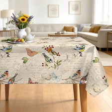 Arquiel Birds Branch Waterproof Tablecloth 60 120 Inch Retro Rustic