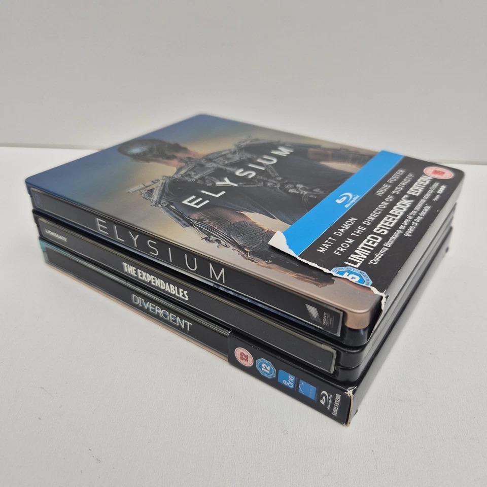 3x Blu-Ray Steelbooks The Expendables Divergent Elysium Movies - Image 3 of 4