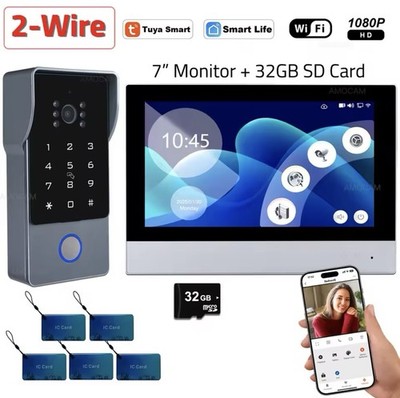 Waterproof 1080P Touchscreen Monitor WiFi Video Intercom With Door Unlock