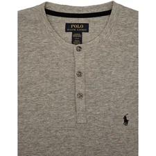 NWT Polo Ralph Lauren Waffle Knit Henley Thermal Crew-Neck T-Shirt SZ- L - Gray