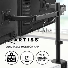 Artiss Monitor Arm Dual Desk Mount 32'' Displays Screen Bracket Holder Black