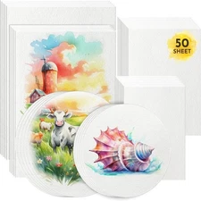 50 Sheets Watercolor Paper Bulk, 6 Sizes 9" X 12",8" X 10",8" X 8" Etc.(300 GSM)