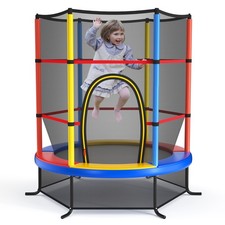 55" Kids Trampoline Bouncing Jumping Mat Recreational Trampoline W/Enclosure Net