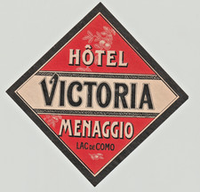 MANAGGIO LAC DE COMO ITALY HOTEL VICTORIA VERY OLD LUGGAGE LABEL