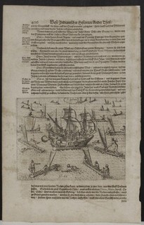 MARIANA ISLANDS 1631 GOTTFRIED UNUSUAL ANTIQUE ORIGINAL COPPER ENGRAVED VIEW