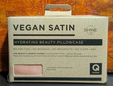 Vegan Satin Hydrating Beauty Standard Size Queen Pillowcase 100 Satin - NEW