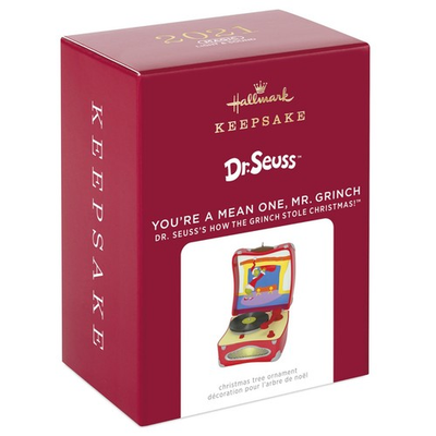 #ad 2021 You#x27;re A Mean One Mr. Grinch Dr Seuss Record Player Hallmark Ornament $34.99