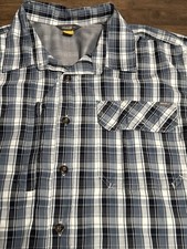 Eddie Bauer Mens XL Tall TXL Blue Plaid Venter Button Shirt Performance
