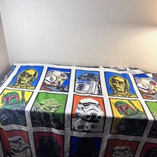 Vtg Official Star Wars Bed Sheet / Panel Curtain Original Characters 63.5x41.5
