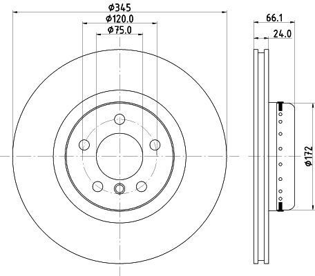 HELLA 8DD 355 120-801 BRAKE DISC Rear (PAIR)