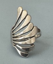 Spectacular Mod Boho Design 925 Sterling Silver Wide Large Fan Band Size 9 Ring