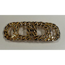 Gay Boyer Vintage Gold Tone Chunky Curb Chain Interlocking Belt Buckle Statement