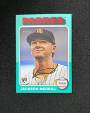 2024 Topps Heritage White Border Auto Jackson Merrill RC #689 Aqua Foil SP QI95