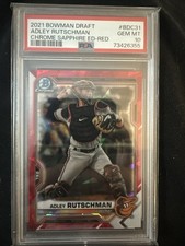 2021 Bowman Draft Chrome Sapphire Adley Rutschman Chrome Sapphire Red 5/5 PSA 10