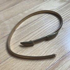 Vintage Accessory Goldtone Flex Belt Skinny Snake Stretchy 25  Unsigned 70  s