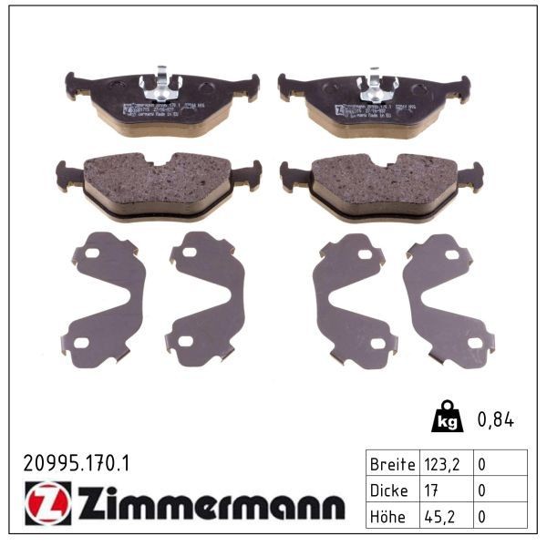 Zimmermann BremsbelÄGe Bremsbelagsatz Hinten BMW 3ER E30 E36 5ER E34 7ER E32 Z3-image