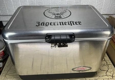 VTG Coleman Jägermeister Steel Belted Metal Cooler Ice Chest Box 6150 Silver