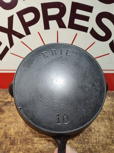 "Fully Restored" Erie Pre-Griswold #10 Cast Iron Skillet Frying Pan Seasoned