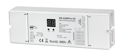 LED RGBCCT 5-Kanal DT8 DALI Dimmer SR-2309PRO-5C | 25A | 12-36V DC | 7in1 Contro