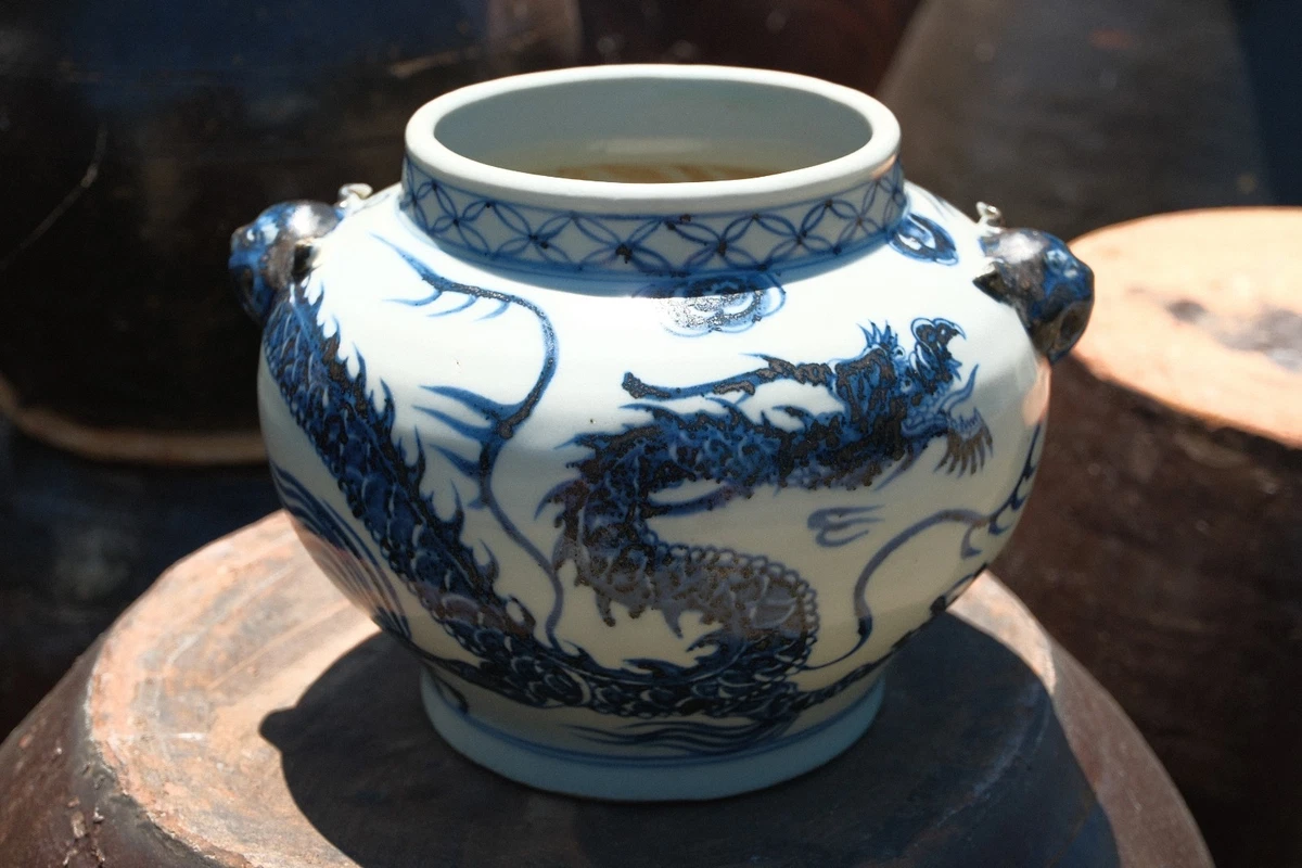 蓝色陶瓷中国古董壶| eBay