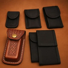 Sheath Knife Pouch Holder 2–5" Nylon or Leather Belt Case for Swiss Army Knives