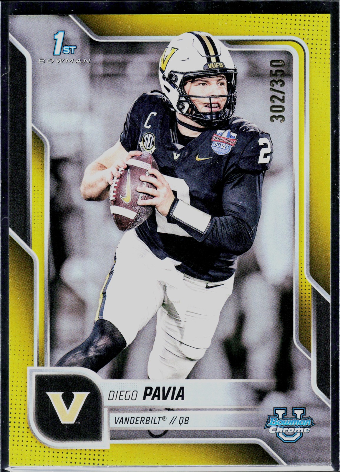 2025 Bowman University Chrome #190 Diego Pavia Yellow Refractor #/350