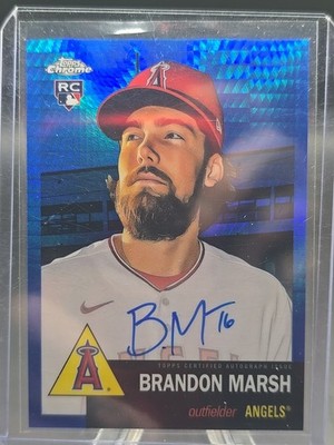 2022 Topps Chrome Platinum Anniversary Brandon Marsh Blue Prism Auto /99