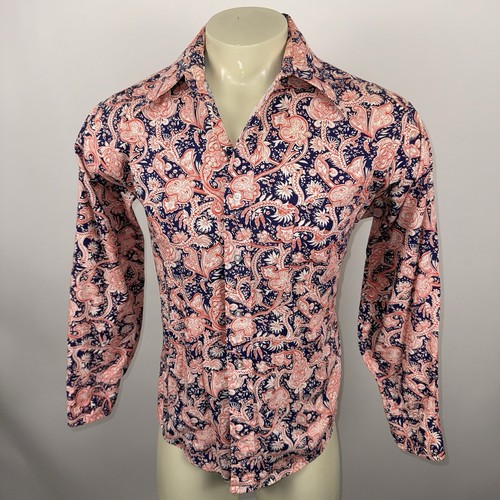Vintage 70s Van Heusen Shirt Mens V Tapered Disco Hippie Nik Dagger Collar Large - Picture 4 of 16
