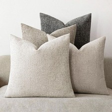 Neutral Throw Pillow Covers 20x20 Inch Set of 4, Beige Grey Series - Textured...
