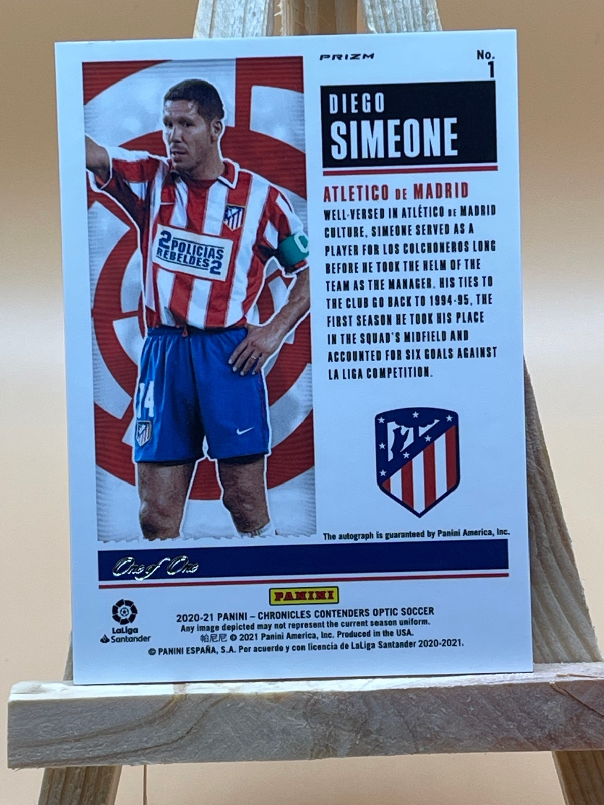2020-21 Panini Chronicles Optic Diego Simeone Historic Ticket Black #1 Auto 1/1! view 3