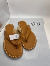 Old Navy Whipstitch Flip-Flop Sandals Women's Size 9 Brown Faux Leather Thong