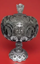 The Palace Pedestal Moon & Stars pattern glass compote By L.E. Smith Glass Dish