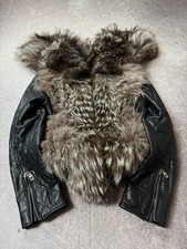 2000s JAPANESE ISSEY MIYAKE STYLE RARE LUXURY FUR/LEATHER BOMBER JACKET