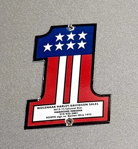 VINTAGE HARLEY DAVIDSON USA #1 PORCELAIN SIGN CAR GAS TRUCK OIL MOTORCYCLE