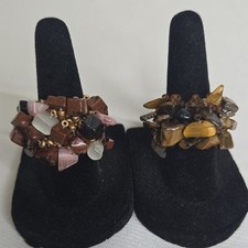 Beaded Cluster Stretch Rings, Bundle of 2