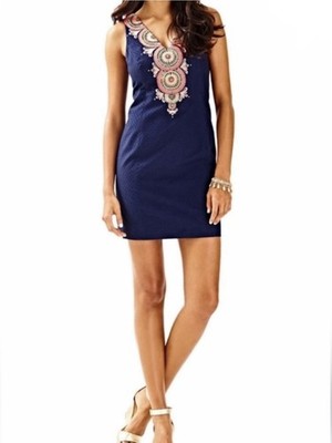 Lilly Pulitzer Beaded Gabby Shift Dress | True Navy Blue | SZ 8