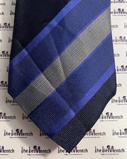 KENNETH COLE Silk Blend Navy Striped Design Neck Tie 3   New Without Tags 