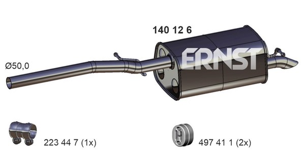 EndschalldäMpfer NachschalldäMpfer Ernst 140126 FüR Caddy VW 2CJ 2CB 2KB 2KJ 3-image
