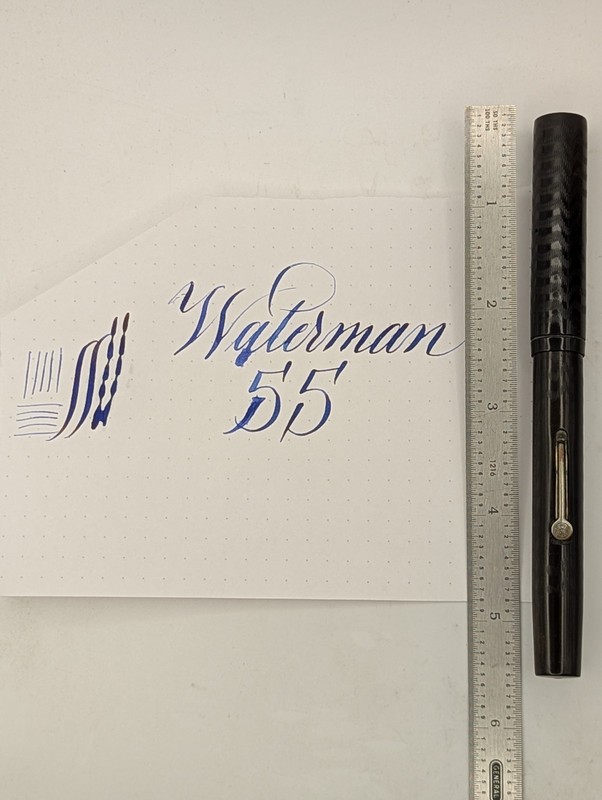 Waterman 55 Black Chased Rubber Fountain Pen 14k Very Flexible Nib Restored